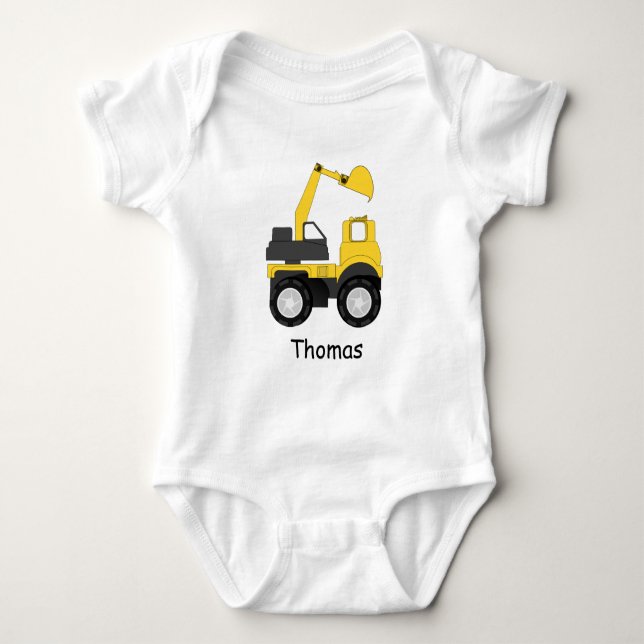 Little Digger Personalised Baby Bodysuit (Front)