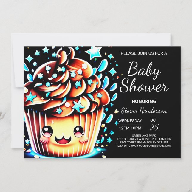 Little Digital Little Muffin Boy Baby Shower Invitation (Front)