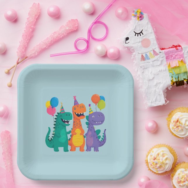 Little Dino 1st Birthday Paper Plate (Party)