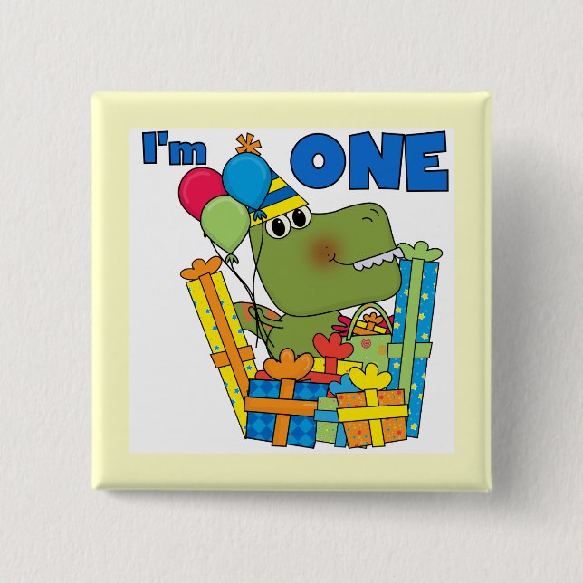Little Dino 1st Birthday T shirts and Gifts 15 Cm Square Badge (Front)