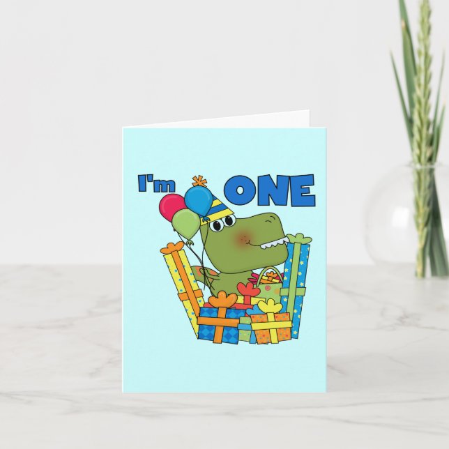 Little Dino 1st Birthday T shirts and Gifts Card (Front)