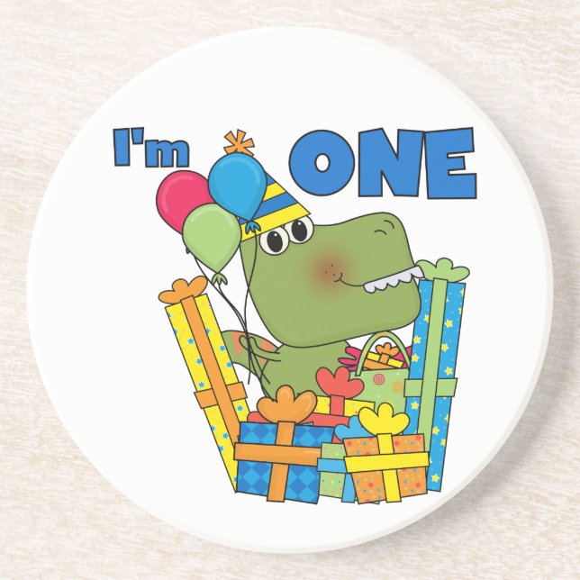 Little Dino 1st Birthday T shirts and Gifts Coaster (Front)