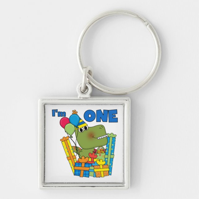 Little Dino 1st Birthday T shirts and Gifts Key Ring (Front)