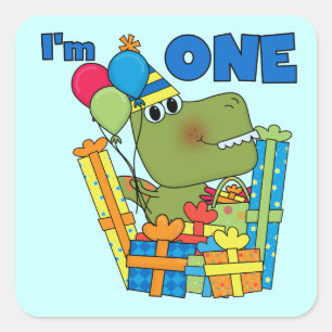 Little Dino 1st Birthday T shirts and Gifts Square Sticker