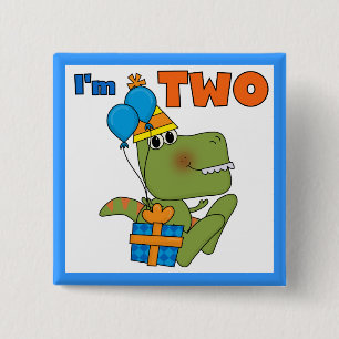 Little Dino 2nd Birthday Tshirts and Gifts 15 Cm Square Badge