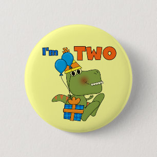 Little Dino 2nd Birthday Tshirts and Gifts 6 Cm Round Badge