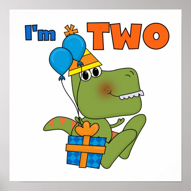 Little Dino 2nd Birthday Tshirts and Gifts Poster (Front)
