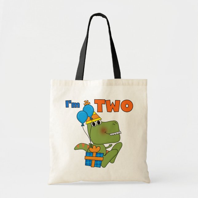 Little Dino 2nd Birthday Tshirts and Gifts Tote Bag (Front)