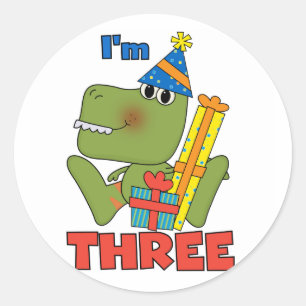 Little Dino 3rd Birthday Tshirts and Gifts Classic Round Sticker