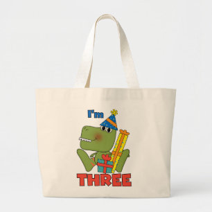 Little Dino 3rd Birthday Tshirts and Gifts Large Tote Bag
