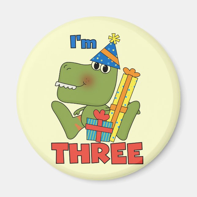 Little Dino 3rd Birthday Tshirts and Gifts Magnet (Front)