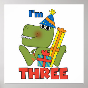 Little Dino 3rd Birthday Tshirts and Gifts Poster