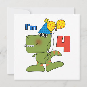 Little Dino 4th Birthday Tshirts and Gifts Card