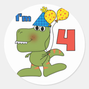 Little Dino 4th Birthday Tshirts and Gifts Classic Round Sticker