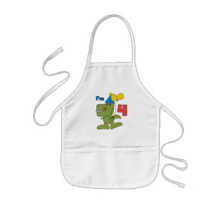 Little Dino 4th Birthday Tshirts and Gifts Kids Apron
