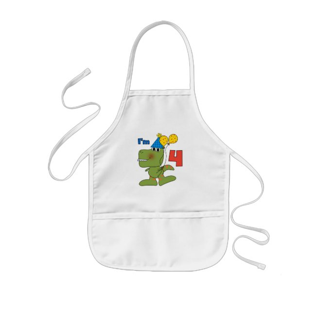 Little Dino 4th Birthday Tshirts and Gifts Kids Apron (Front)