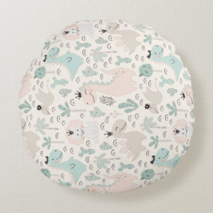 Little Dino Delight Round Cushion