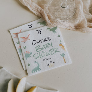 little Dino In The Way Dinosaur Baby Shower Napkin