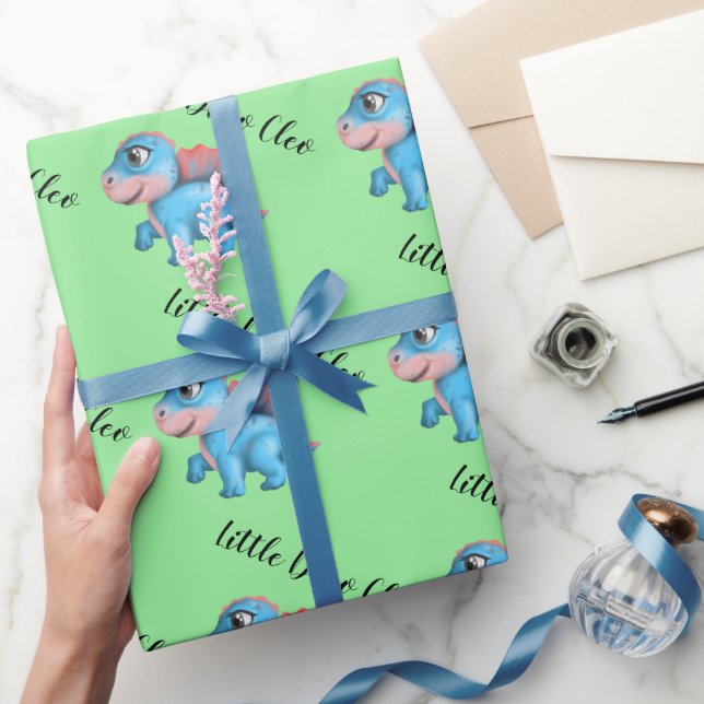 Little Dino on The Way Baby Shower Wrapping Paper (Gifting)