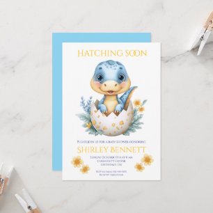 Little Dino on the Way: Hatching Dinosaur Baby Invitation