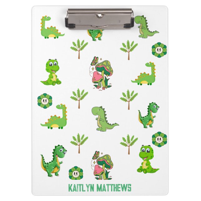 Little Dino School , Personalised Back to School Clipboard (Front)