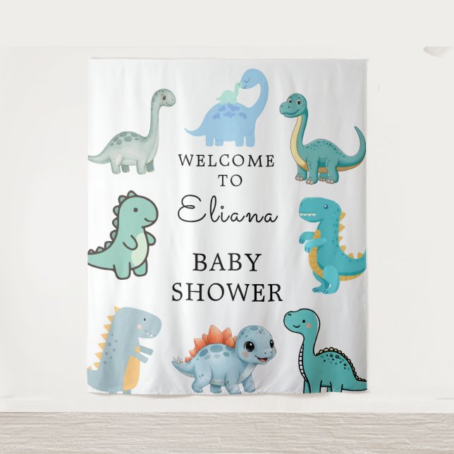 Little Dinosaur Cute Baby Shower Tapestry (Front)