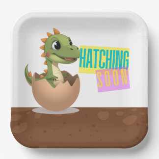 Little Dinosaur Hatching Soon Paper Plate