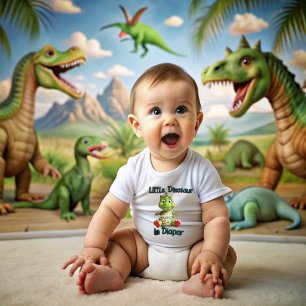 Little Dinosaur in diapers Baby T-Shirt
