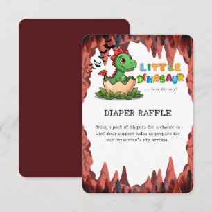 Little Dinosaur Is on the Way Diaper Raffle Enclosure Card