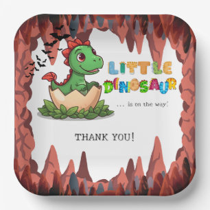 Little Dinosaur Is on the Way Paper Plate