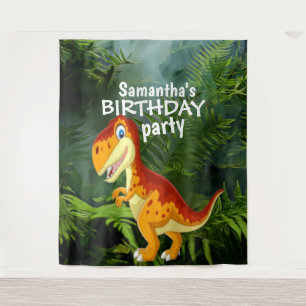 Little Dinosaur's Birthday Backdrop Tapestry