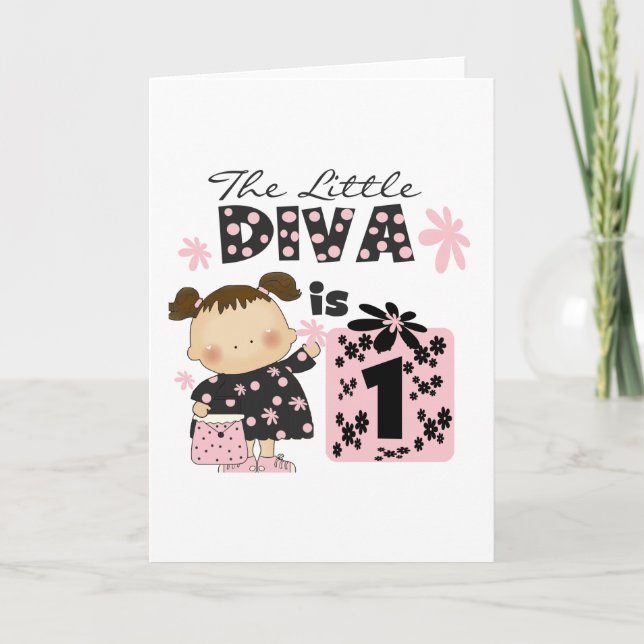 Little Diva 1st Birthday Tshirts and Gifts Card (Front)