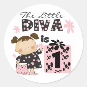 Little Diva 1st Birthday Tshirts and Gifts Classic Round Sticker