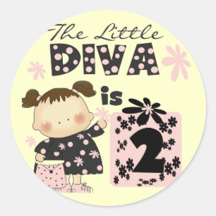 Little Diva 2nd Birthday Tshirts and Gifts Classic Round Sticker