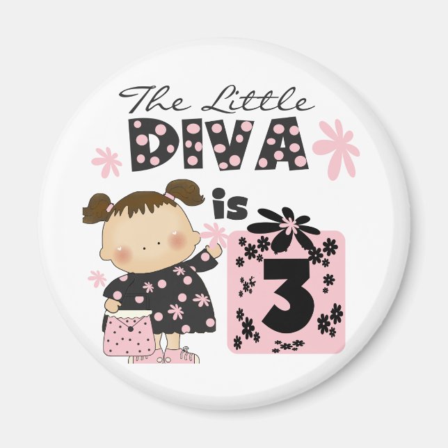 Little Diva 3rd Birthday Tshirts and Gifts Magnet (Front)