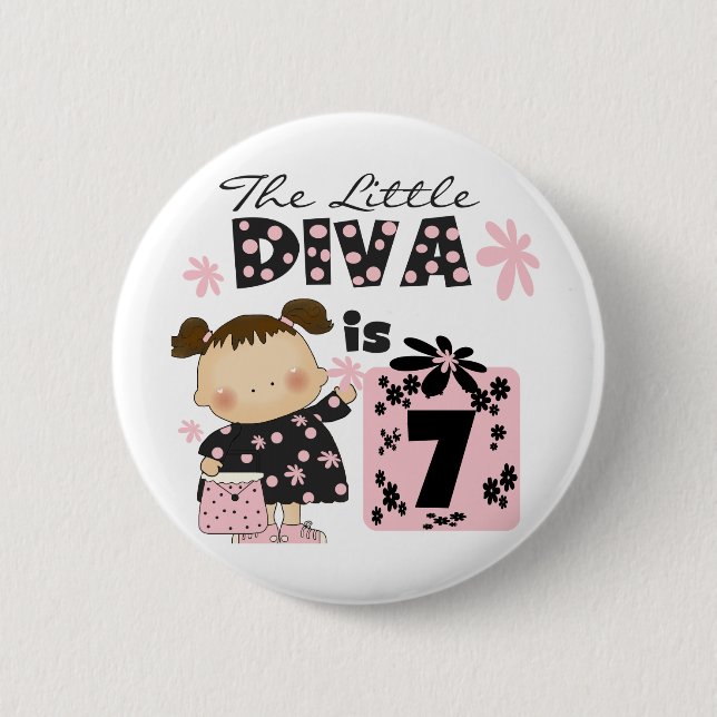 Little Diva 7th Birthday Tshirts and Gifts 6 Cm Round Badge (Front)