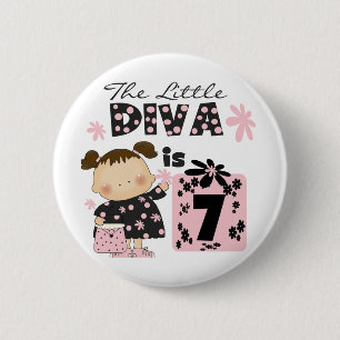 Little Diva 7th Birthday Tshirts and Gifts 6 Cm Round Badge