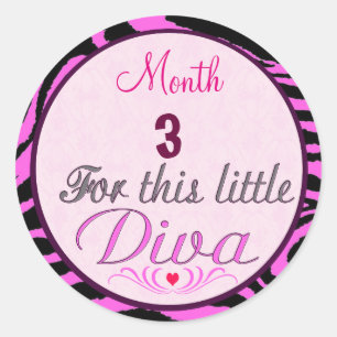 Little Diva Baby Girl Monthly Milestone Stickers