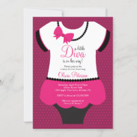 Little Diva Baby Shower Invitation, Pink, Black