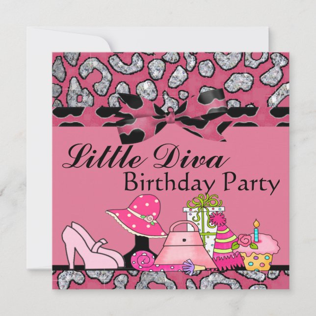 Little Diva Birthday Party Sparkle In Pink & Black Invitation (Front)