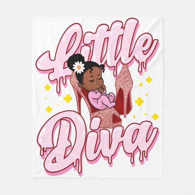 Little Diva Melanin Baby Black Girl Magic Girls Fleece Blanket (Front)