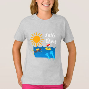 Little Diver with Jelly Fish - Girls' Basic T-Shir T-Shirt