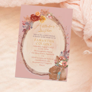 Little Doe Rustic Girl Woodland Floral Baby Shower Invitation