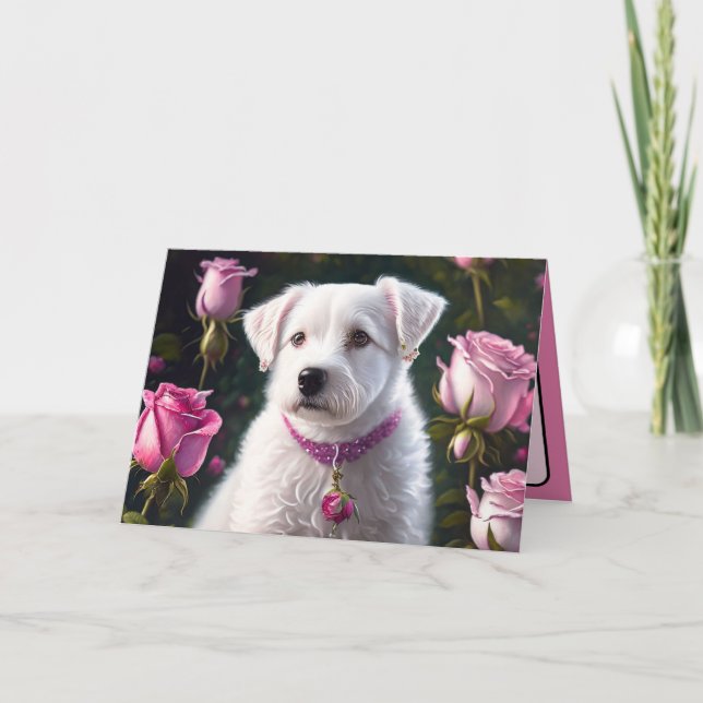 Little Dog And Rose Collection Card (Front)