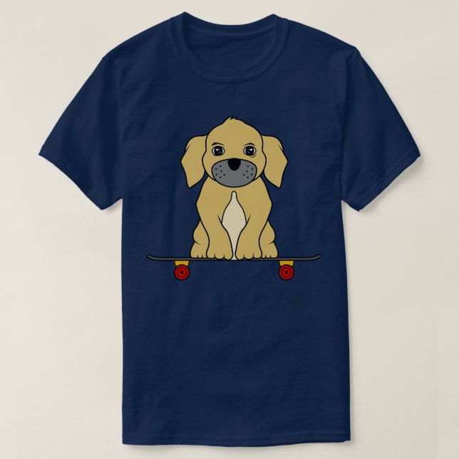 Little dog is sitting on a skateboard T-Shirt (Design Front)