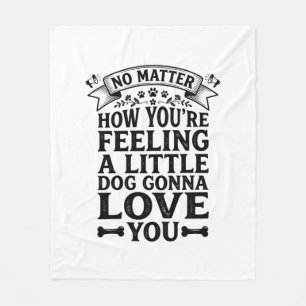 Little Dog Love You Vintage Typography Design_1 Fleece Blanket