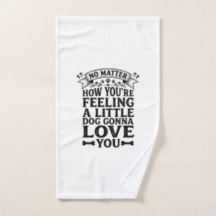 Little Dog Love You Vintage Typography Design_1 Hand Towel