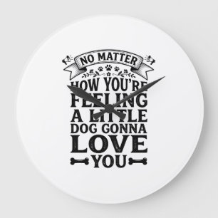 Little Dog Love You Vintage Typography Design_1 Large Clock
