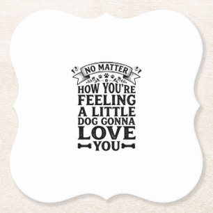 Little Dog Love You Vintage Typography Design_1 Paper Coaster