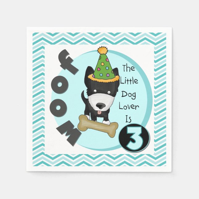 Little Dog Lover 3rd Birthday Paper Napkins (Front)